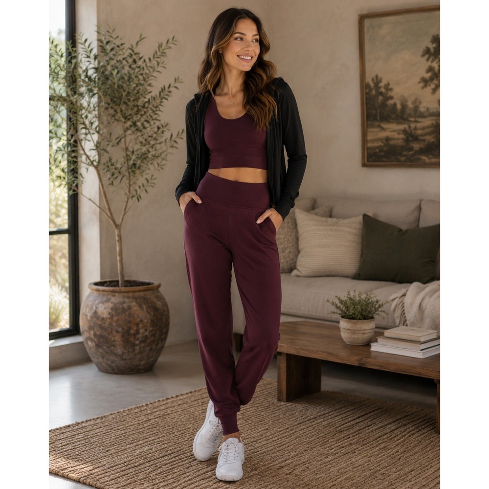 Athleta Joggers Women Medium Purple Coaster Athleisure Loungewear